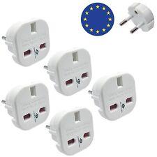 EU Travel Adapter Plug - 5 Pack | UK to Euro Europe Adaptor 2 pin Plugs European