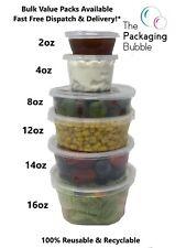 Round Food Containers Plastic Clear Tubs with Lids Deli Pots Sauce Dip Chutney