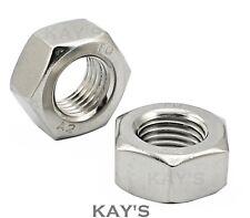 HEXAGON FULL NUTS TO FIT METRIC COARSE PITCH BOLTS & SCREWS A2 STAINLESS STEEL