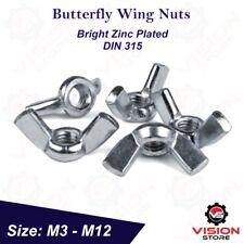 Wing Butterfly Nuts M3 M4 M5 M6 M8-M12 Bright Zinc Plated Wingnuts Metric DIN315
