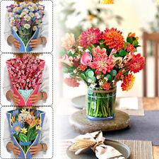 3D Pop Up Flower Greeting Cards Multi-Style Bouquet Birthday Card Postcard Gifts