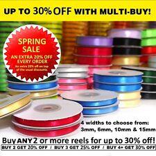 Satin Ribbon Double Sided 23 Metres 3 6 10 & 15mm Widths on Recyclable Reels