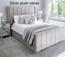 Designer Plush Velvet Panel Bed With/Without Ottoman Gaslift Storage